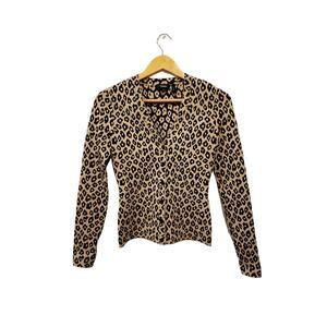 Theory Leopard Print V-Neck Cardigan Size XS